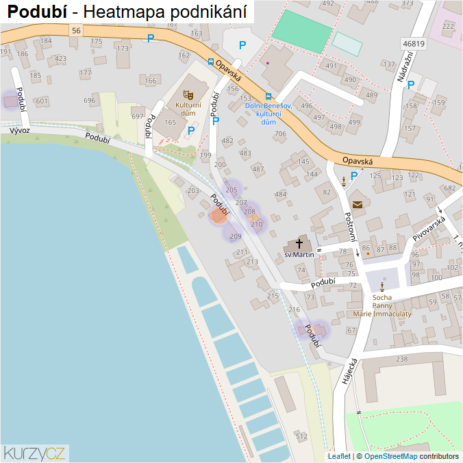 Mapa Podubí - Firmy v ulici.