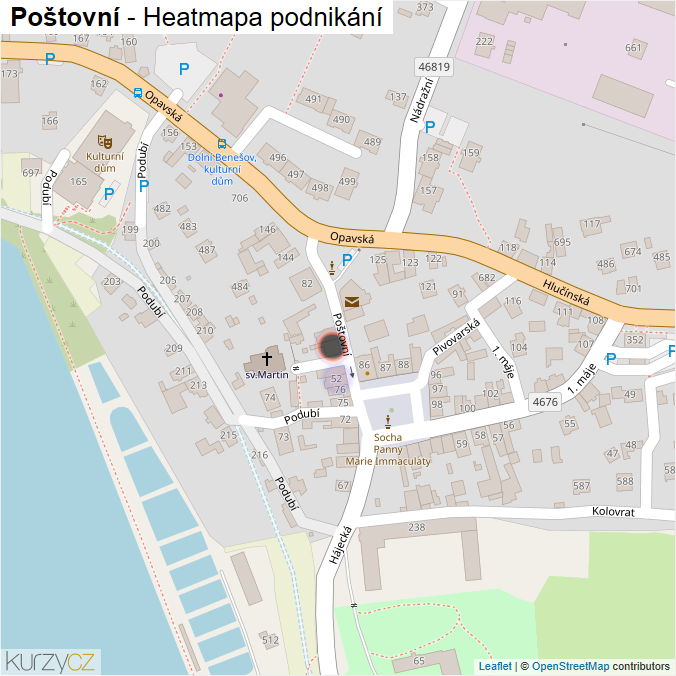 Mapa Poštovní - Firmy v ulici.