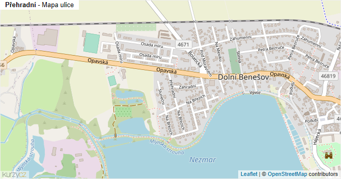 Přehradní - mapa ulice