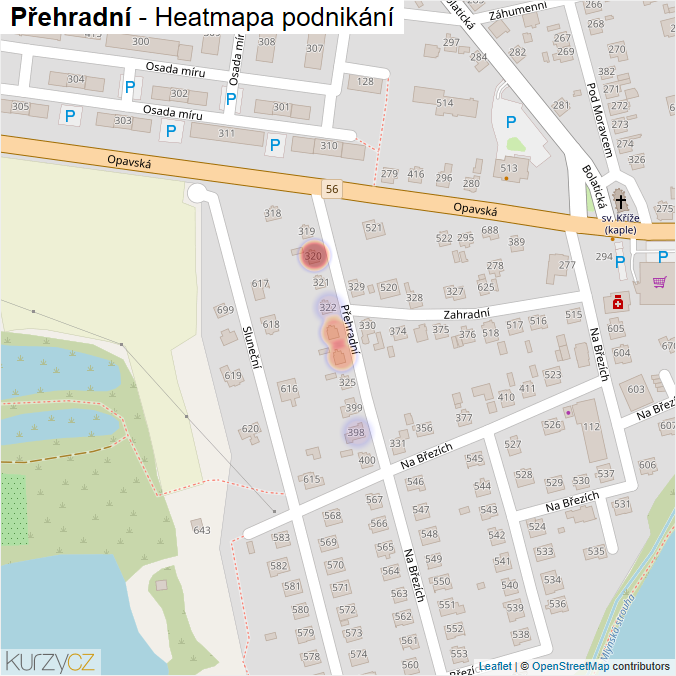 Mapa Přehradní - Firmy v ulici.