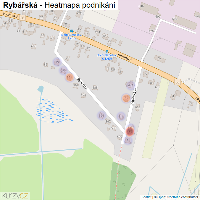 Mapa Rybářská - Firmy v ulici.
