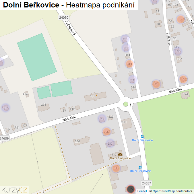 Mapa Dolní Beřkovice - Firmy v části obce.