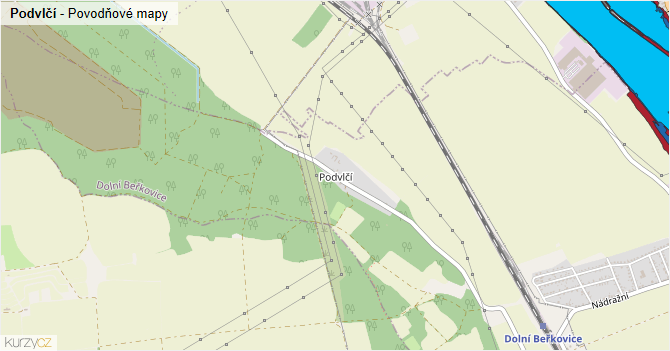 Podvlčí - záplavové mapy stoleté vody