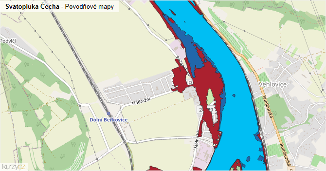 Svatopluka Čecha - záplavové mapy stoleté vody