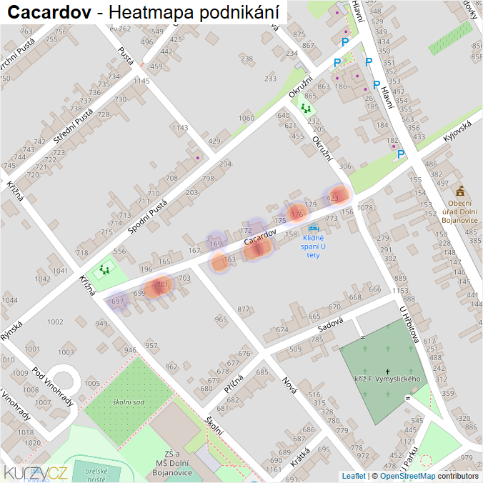 Mapa Cacardov - Firmy v ulici.