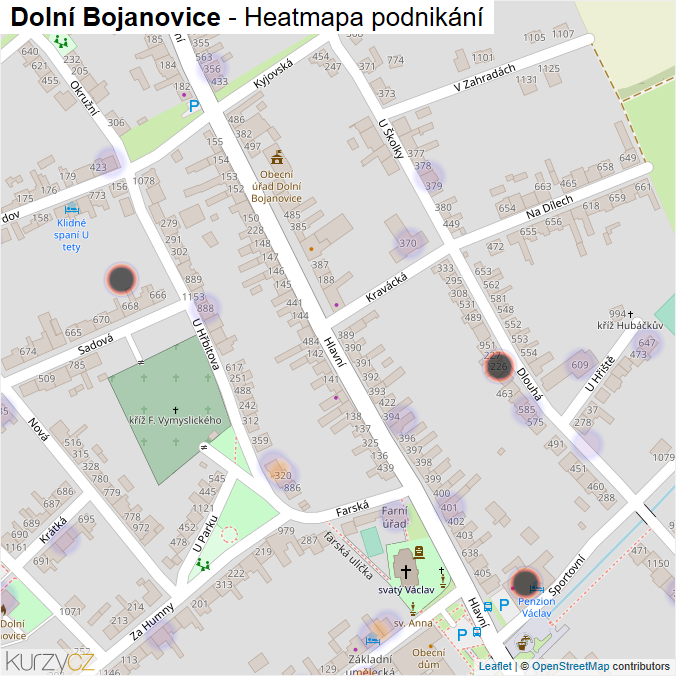 Mapa Dolní Bojanovice - Firmy v části obce.