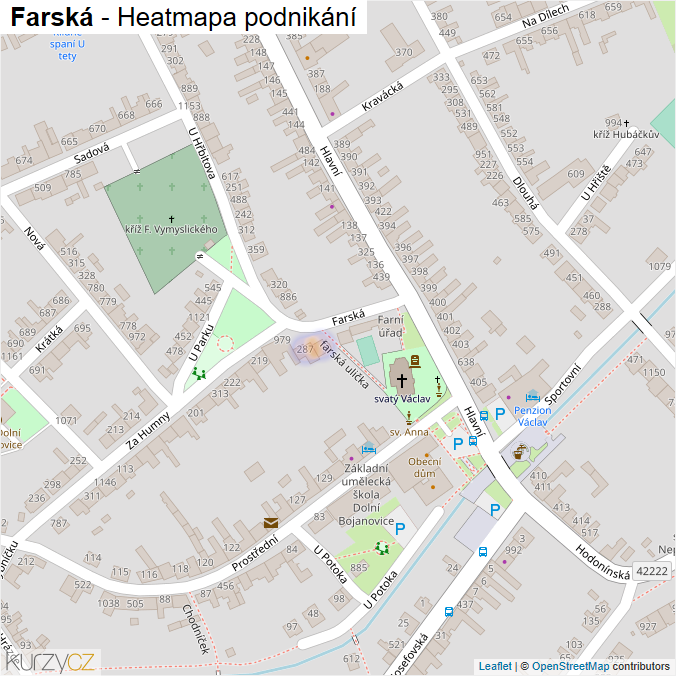 Mapa Farská - Firmy v ulici.