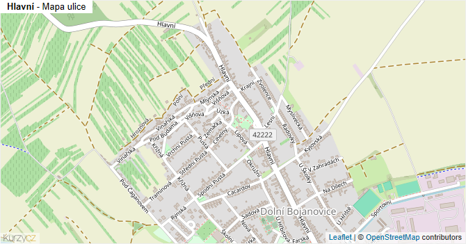 Hlavní - mapa ulice