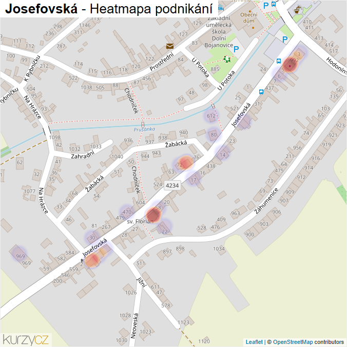Mapa Josefovská - Firmy v ulici.