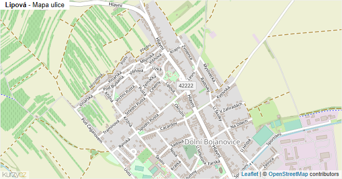 Lipová - mapa ulice