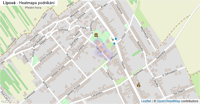 Lipová - mapa podnikání