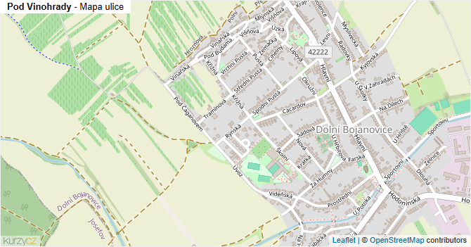 Pod Vinohrady - mapa ulice