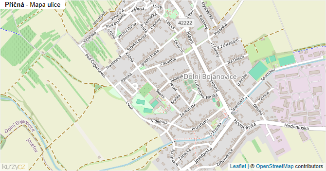 Příčná - mapa ulice