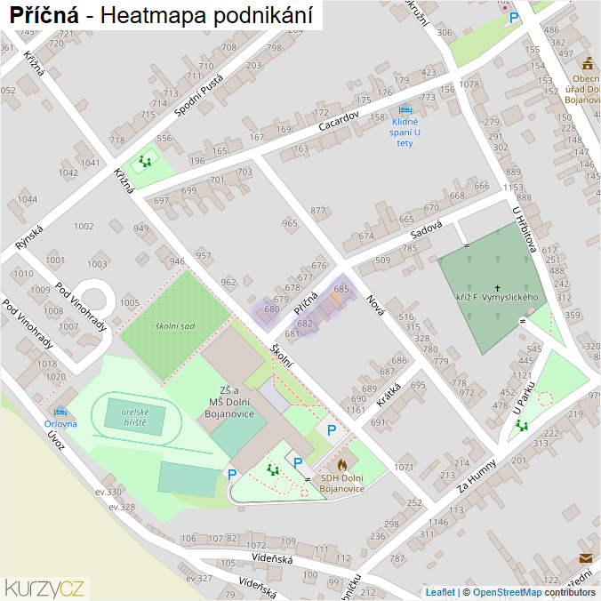 Mapa Příčná - Firmy v ulici.