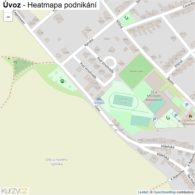 Mapa Úvoz - Firmy v ulici.