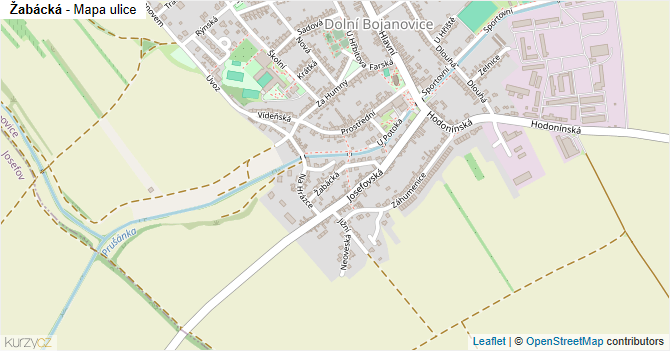 Žabácká - mapa ulice