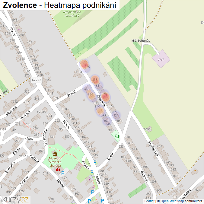 Mapa Zvolence - Firmy v ulici.