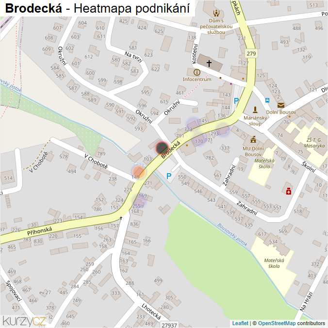 Mapa Brodecká - Firmy v ulici.