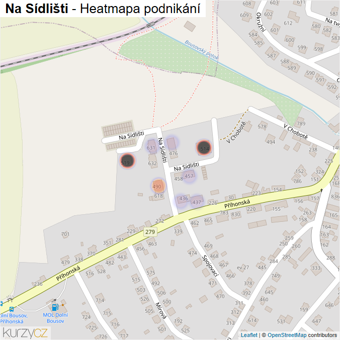 Mapa Na Sídlišti - Firmy v ulici.