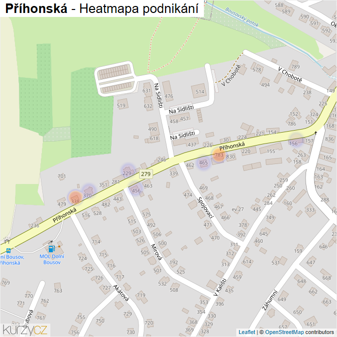 Mapa Příhonská - Firmy v ulici.