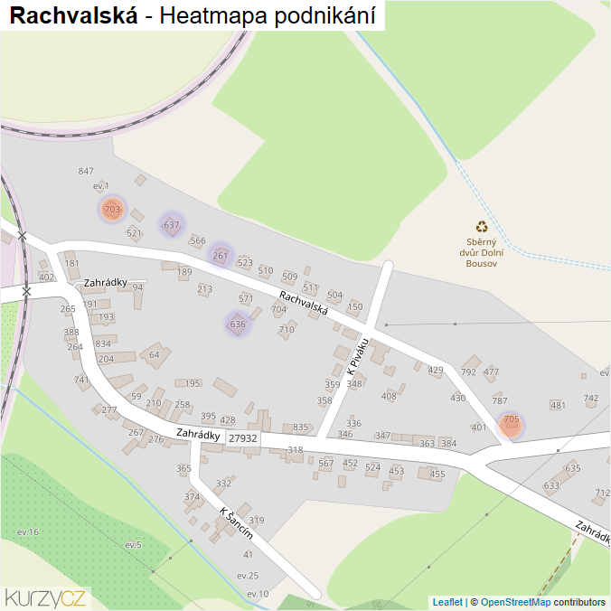 Mapa Rachvalská - Firmy v ulici.