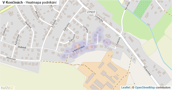 V Končinách - mapa podnikání
