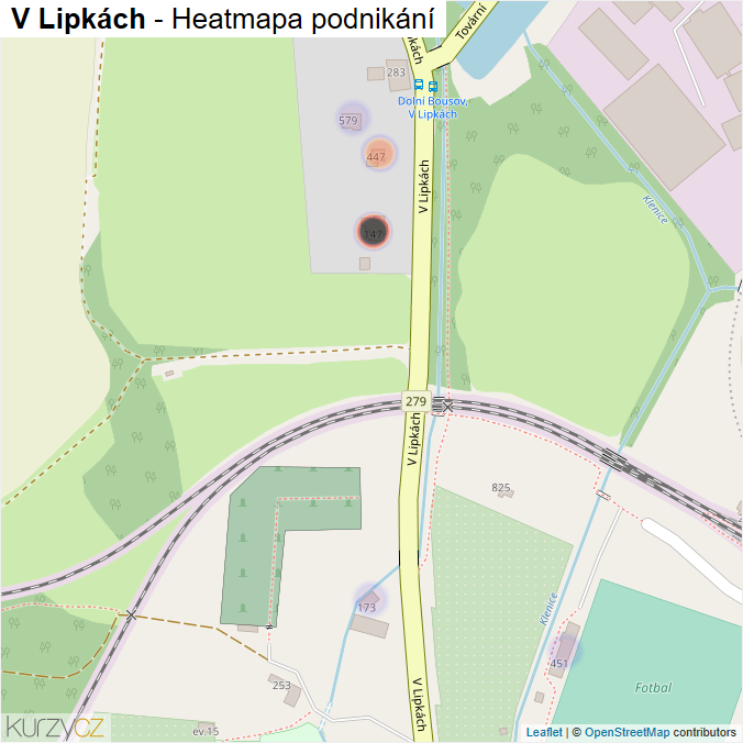 Mapa V Lipkách - Firmy v ulici.