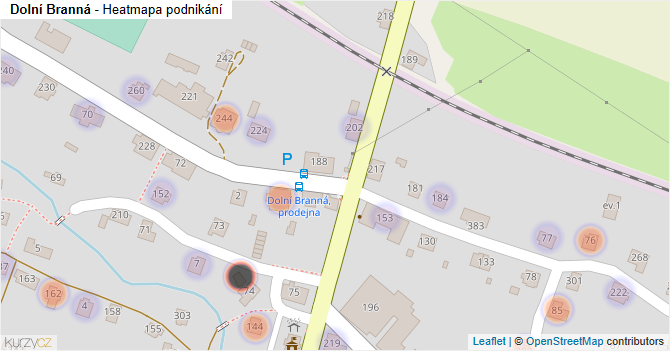 Dolní Branná - mapa podnikání