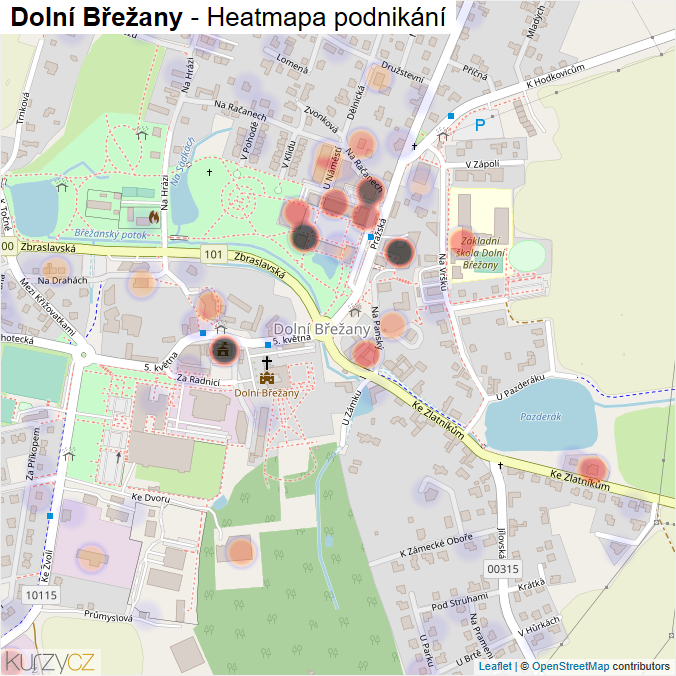 Mapa Dolní Břežany - Firmy v obci.