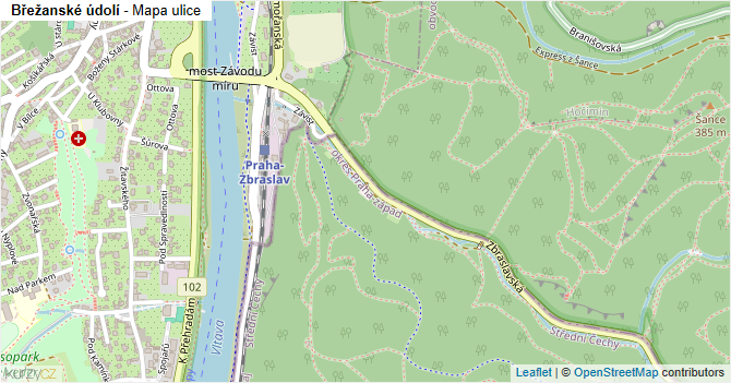 Břežanské údolí - mapa ulice