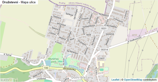 Družstevní - mapa ulice