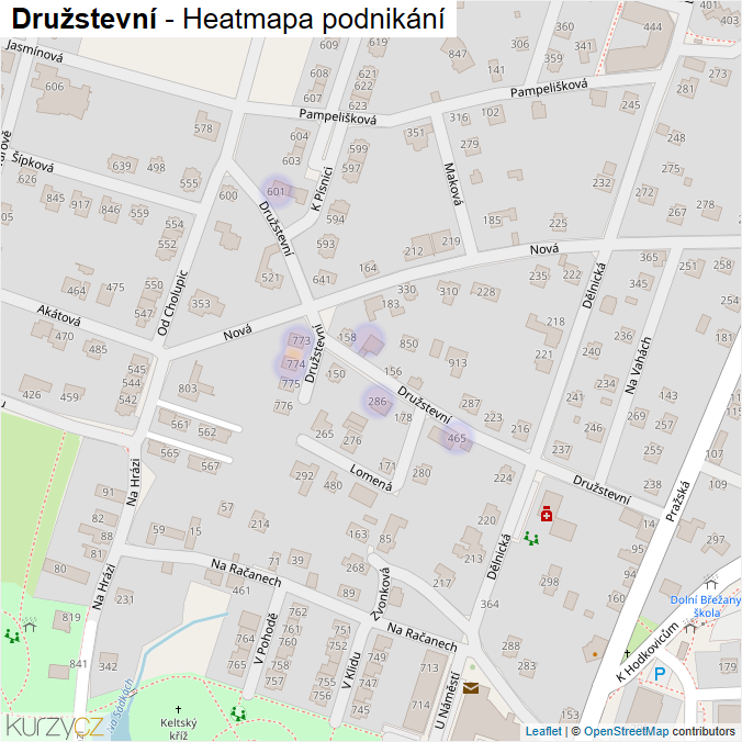 Mapa Družstevní - Firmy v ulici.