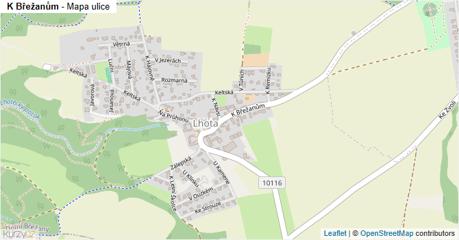 K Břežanům - mapa ulice