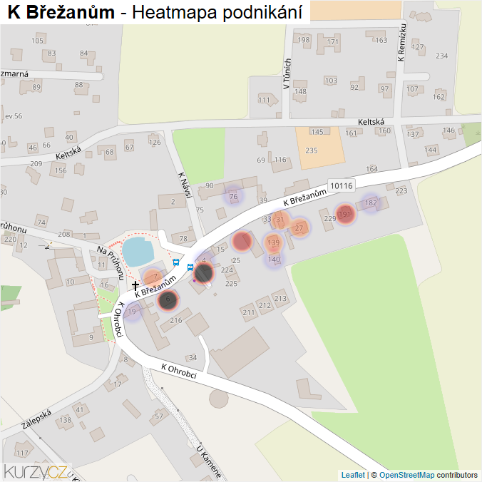 Mapa K Břežanům - Firmy v ulici.