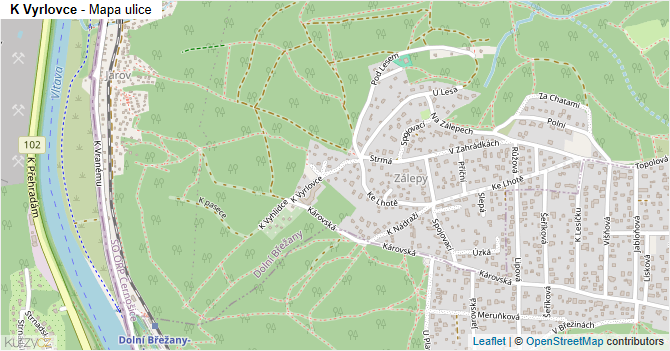 K Vyrlovce - mapa ulice