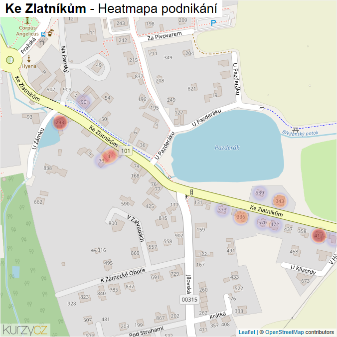 Mapa Ke Zlatníkům - Firmy v ulici.