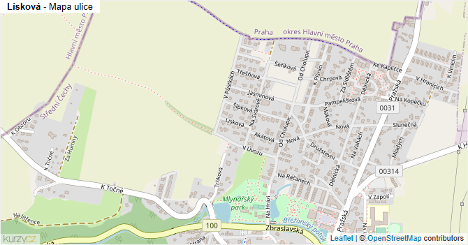 Lísková - mapa ulice
