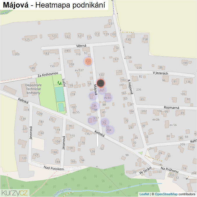 Mapa Májová - Firmy v ulici.