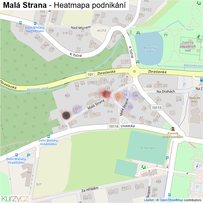 Mapa Malá Strana - Firmy v ulici.