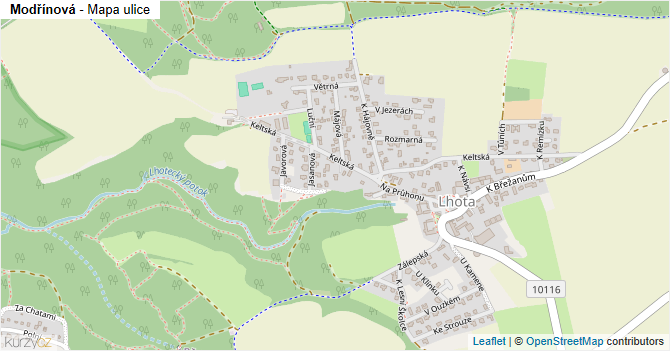 Modřínová - mapa ulice