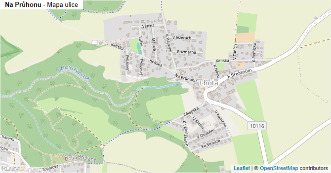 Na Průhonu - mapa ulice