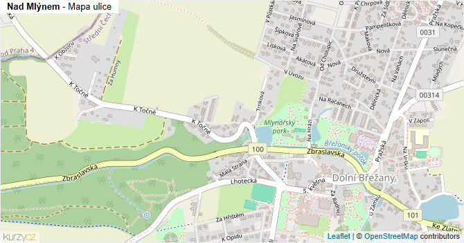 Nad Mlýnem - mapa ulice