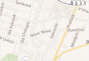 Nová v obci Dolní Břežany - mapa ulice
