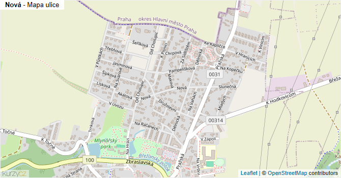 Nová - mapa ulice