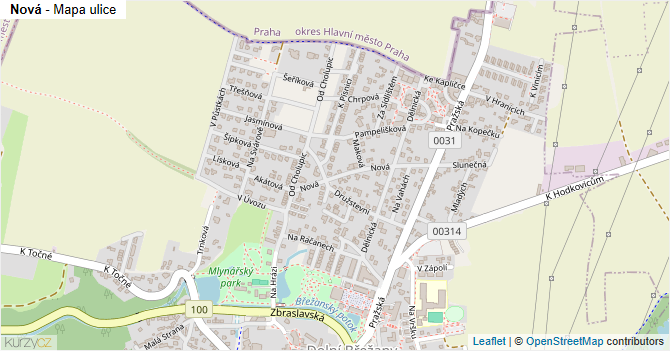 Nová - mapa ulice