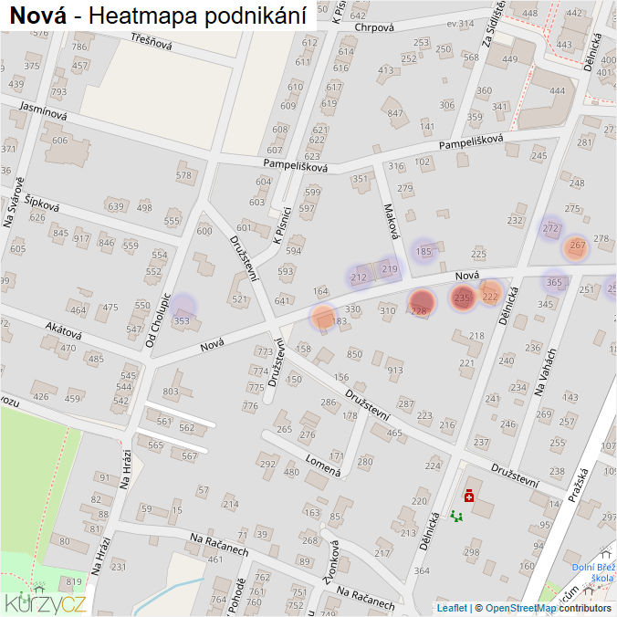 Mapa Nová - Firmy v ulici.