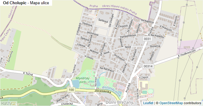 Od Cholupic - mapa ulice