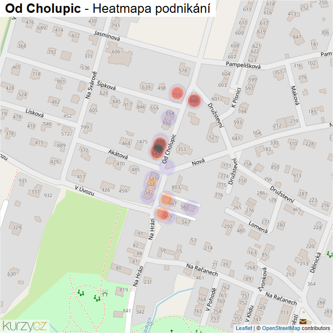 Mapa Od Cholupic - Firmy v ulici.