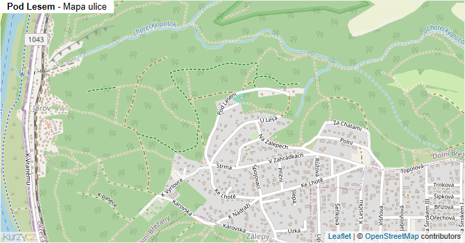 Pod Lesem - mapa ulice
