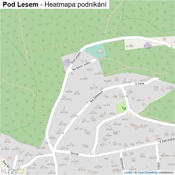 Mapa Pod Lesem - Firmy v ulici.